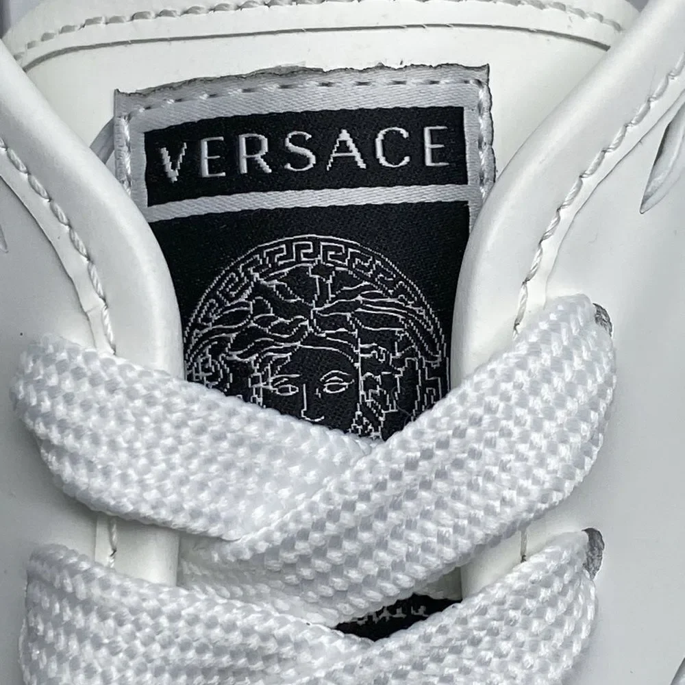 Versace Laser-Cut Low-Top Leather Sneakers size 42/us size 9